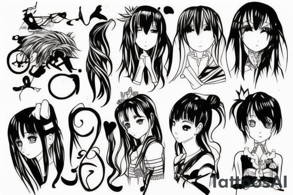 anime girl tattoo idea