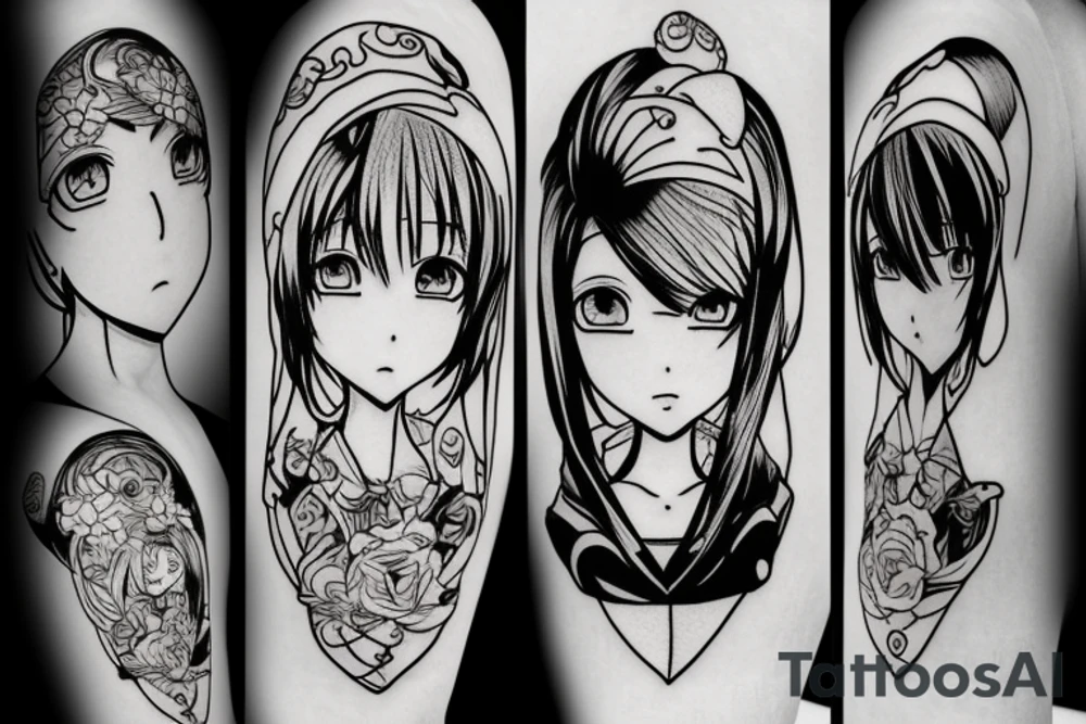 anime girl tattoo idea