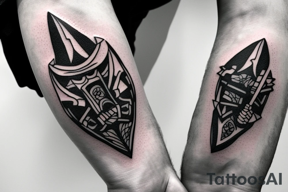 orc holding two-hand axe tattoo idea