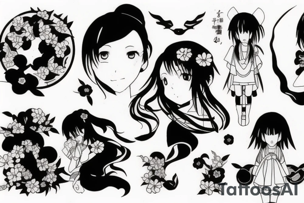 anime girl tattoo idea
