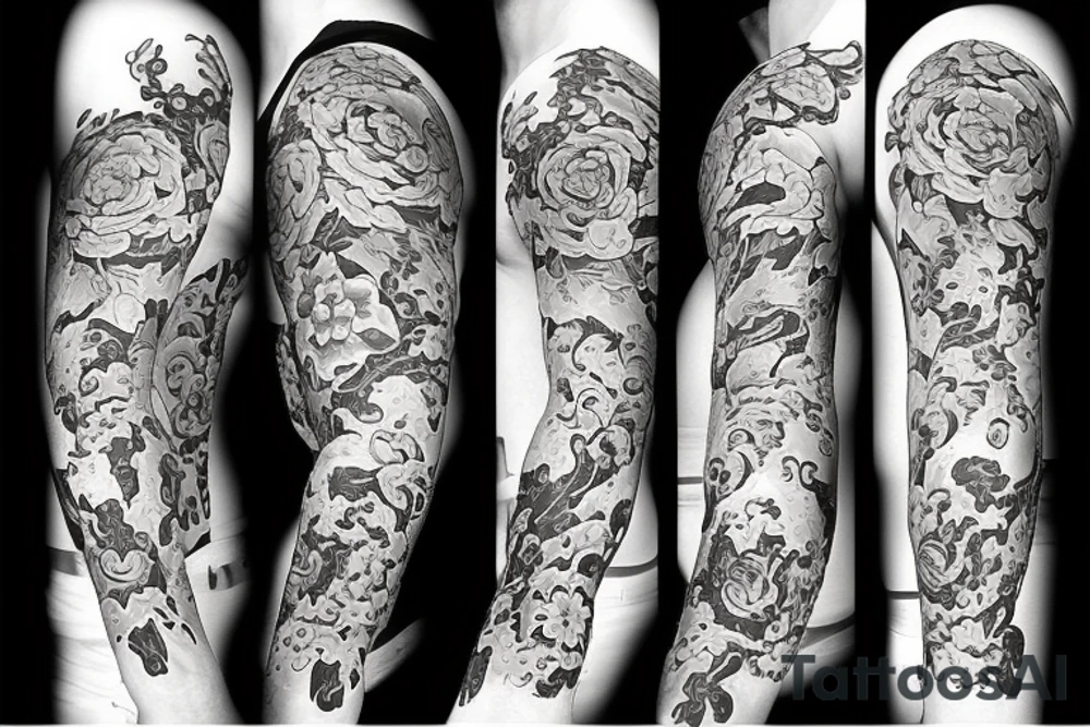 flowers, dragon color tattoo idea