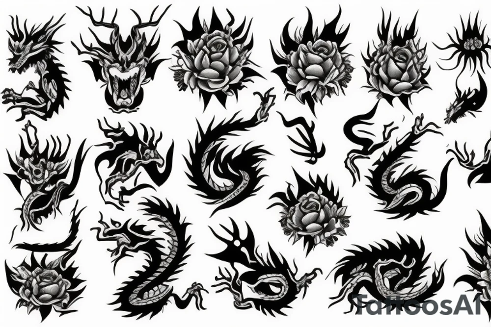 flowers, dragon tattoo idea
