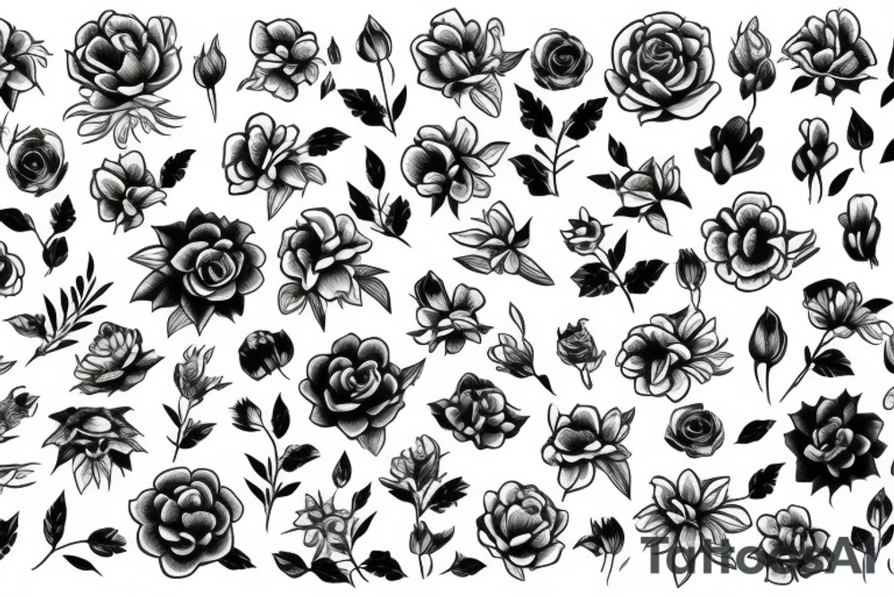 flowers, dragon tattoo idea