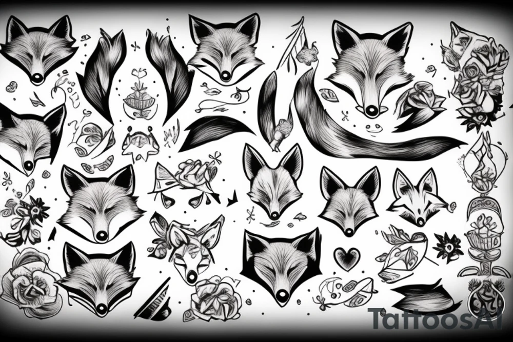 Kissing fox tattoo idea