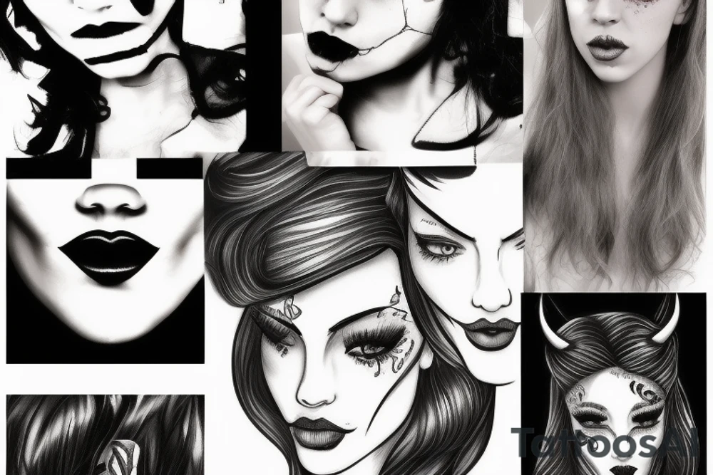 A face that represents the duality of personality, one half gentle and kind and the other kinky and maybe a bit devilish tattoo idea