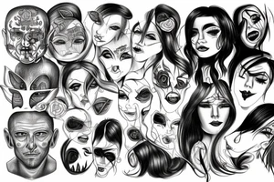 A face that is split in half that represents the duality of personality, one half gentle and kind and the other kinky and maybe a bit devilish tattoo idea