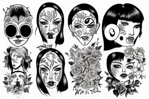 A single face that is split in half that represents the duality of personality, one half gentle and kind and the other kinky tattoo idea