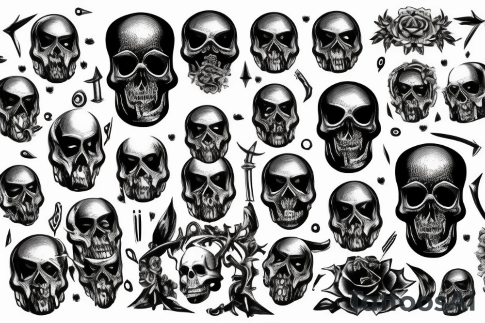 black metall skull dead black inc doth tattoo idea