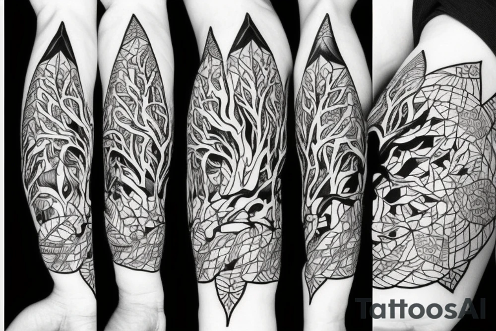 Tree with a wolf under tattoo idea