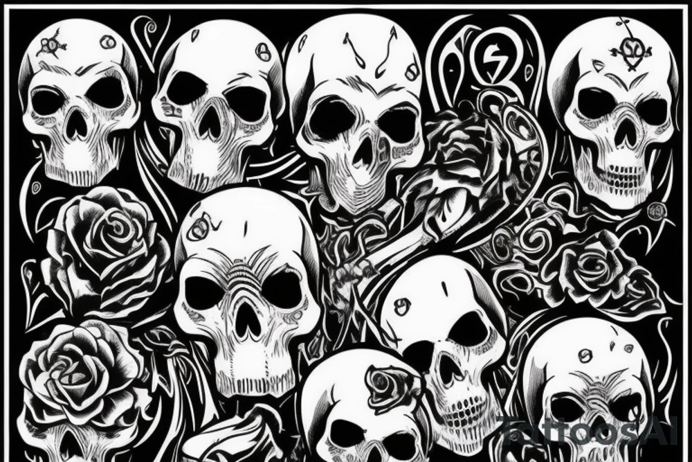 black metall skull dead black inc doth tattoo idea