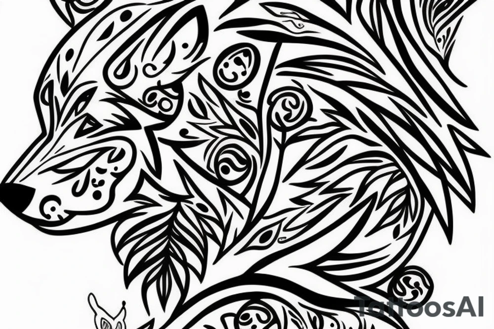 Tree with a wolf under tattoo idea