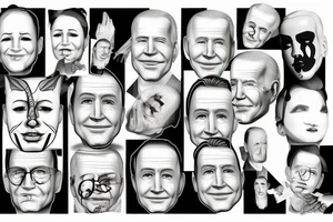 Face that looks like Joe Biden, with realistic shape and cat eyes tattoo idea