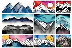 Mountains on the background of the river tattoo idea