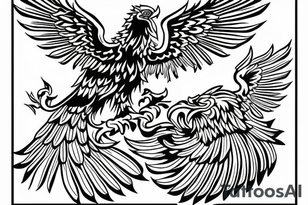 russian double-headed eagle in black style in German style tattoo idea