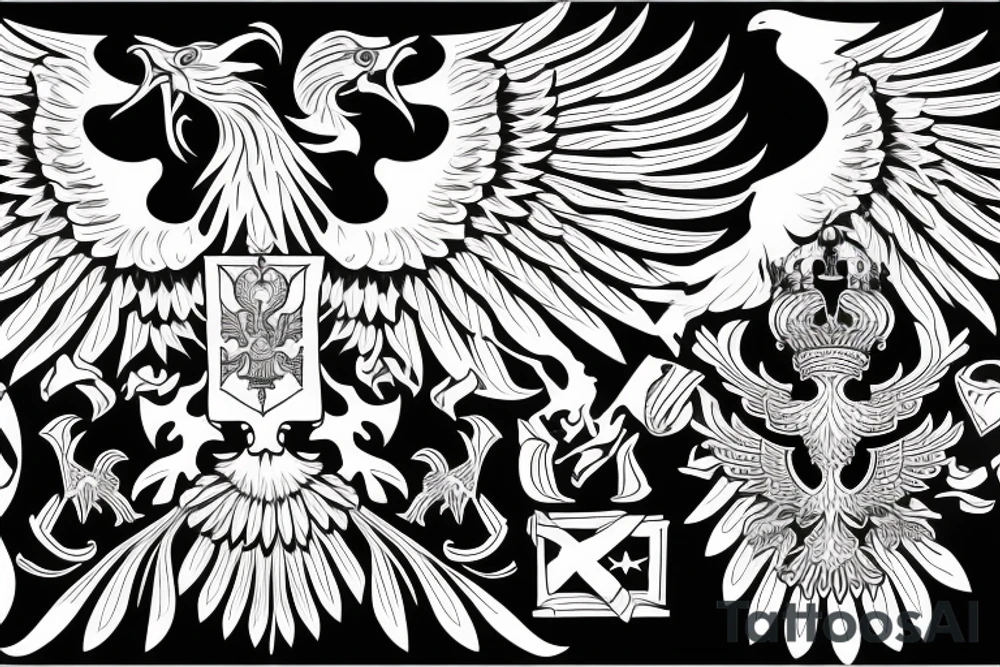 russian double-headed eagle in black style in German style tattoo idea