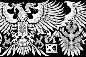 russian double-headed eagle in black style in German style tattoo idea