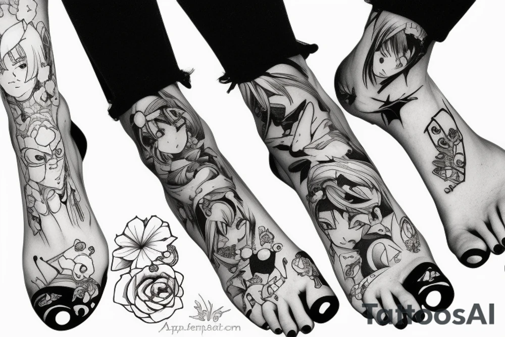 Anime girl feet tattoo idea