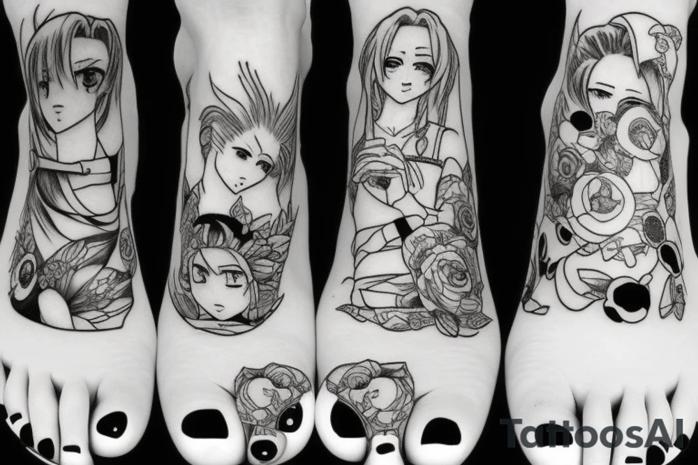 Anime girl feet tattoo idea
