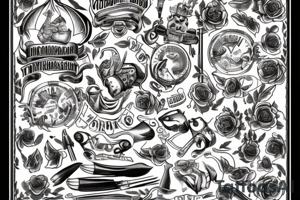 много черепов в одном эскизе tattoo idea