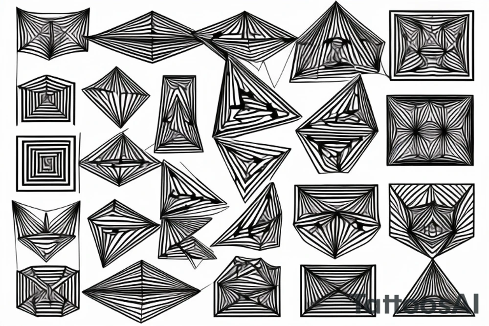 Clear shapes, sharp angles, rhombuses, squares, tesseracts, geometric illusions, tattoo idea Clear shapes, sharp angles, rhombuses, squares, tesseracts, geometric illusions, tattoo idea