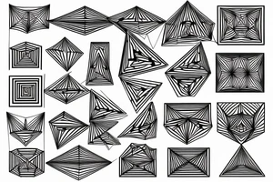 Clear shapes, sharp angles, rhombuses, squares, tesseracts, geometric illusions, tattoo idea