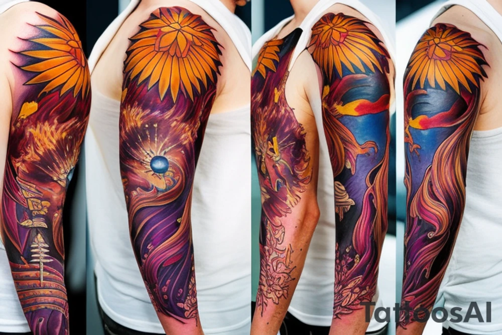 Phoenix sleeve tattoo idea