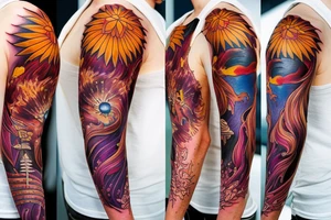 Phoenix sleeve tattoo idea