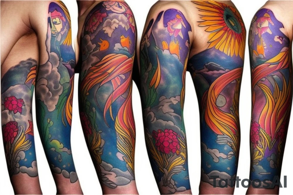 Phoenix sleeve tattoo idea