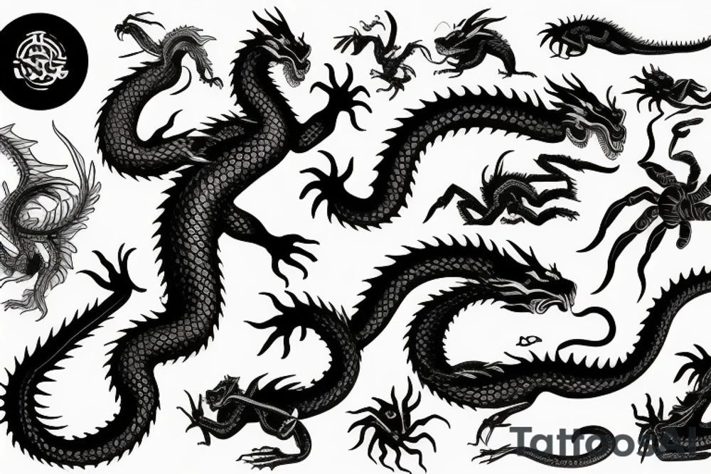 Dragon and scorpion tattoo idea