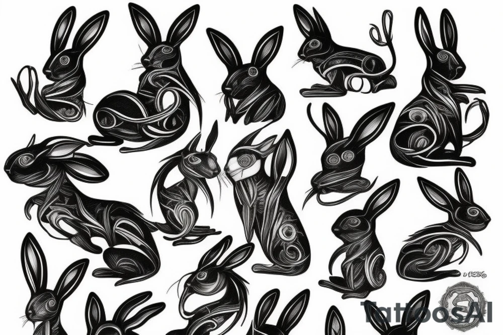 black rabbit tattoo idea