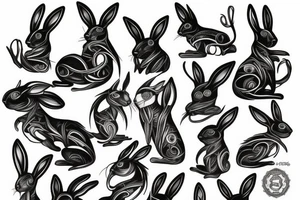 black rabbit tattoo idea