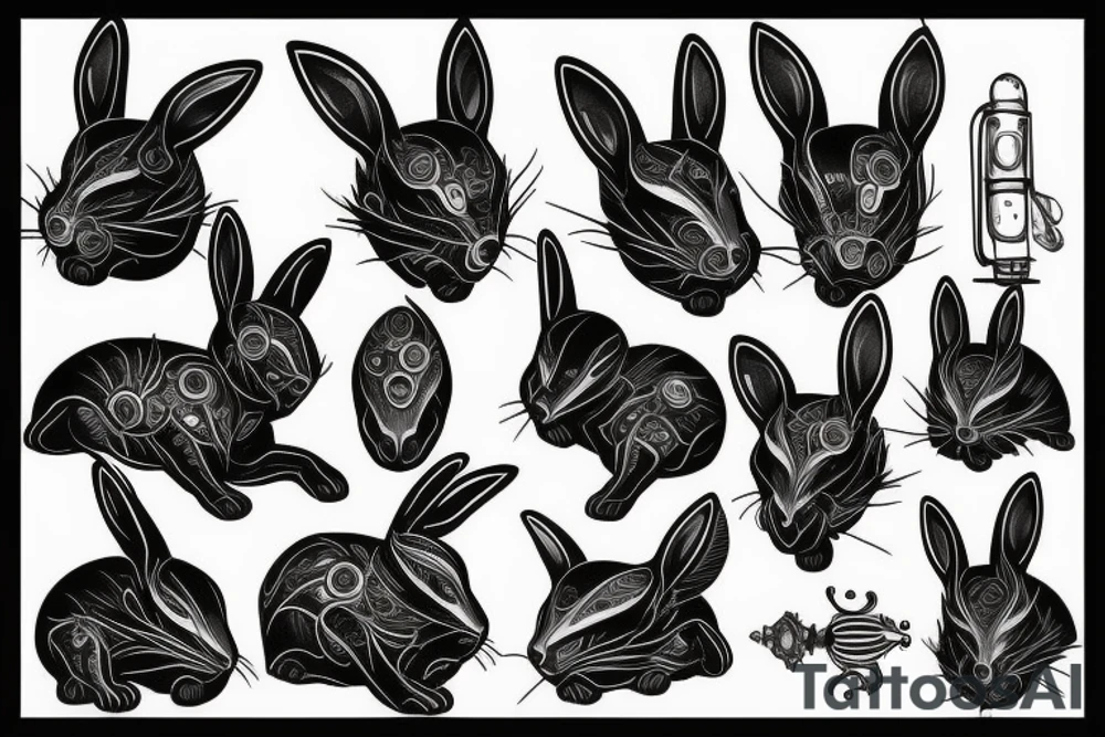 black rabbit tattoo idea