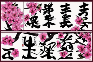 Sakura branch, leaves and a katana tattoo idea