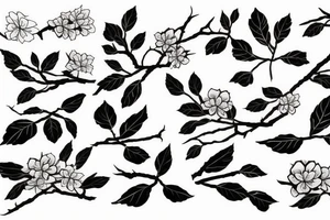 Sakura branch, leaves and a katana tattoo idea