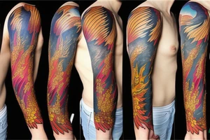 full size Phoenix sleeve tattoo idea