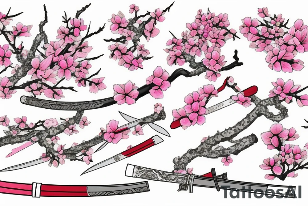Sakura branch and a katana tattoo idea