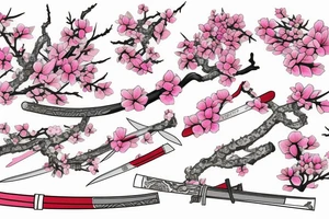 Sakura branch and a katana tattoo idea