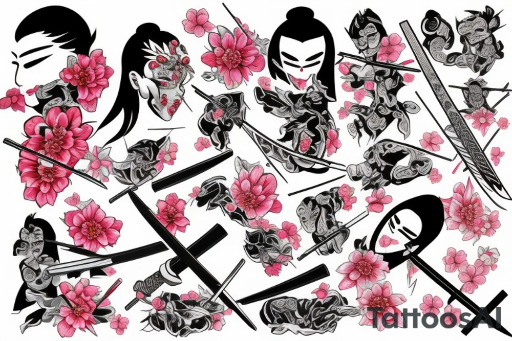 Katana and sakura tattoo idea