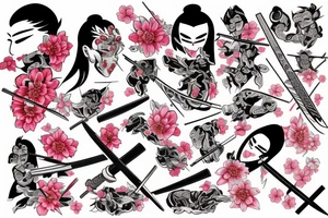 Katana and sakura tattoo idea