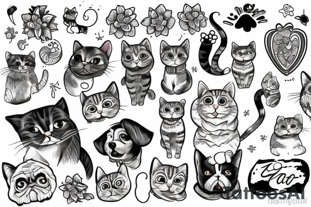 cat making tattoo to a dog tattoo idea