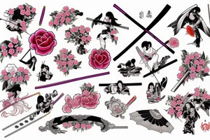 Katana and sakura tattoo idea