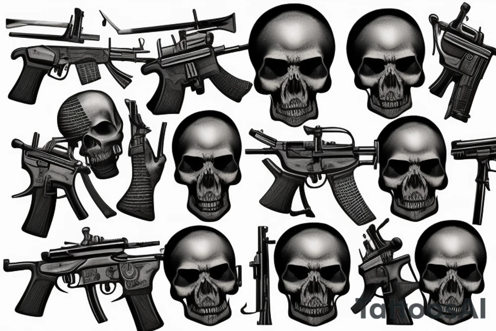 Kalashnikov assault rifle and skull tattoo idea