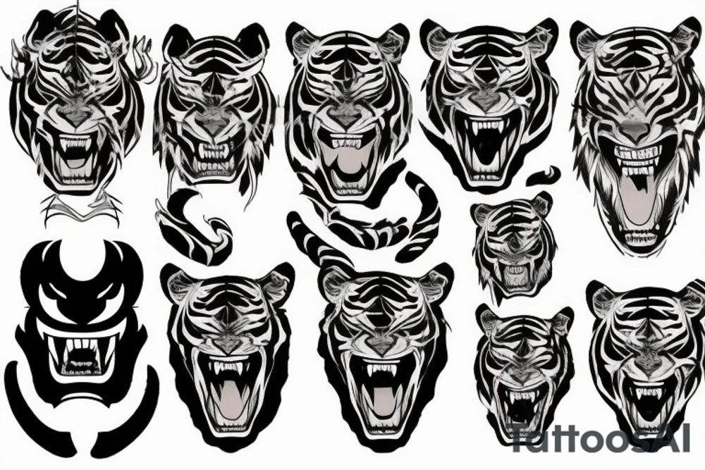 demonic tiger mask tattoo idea