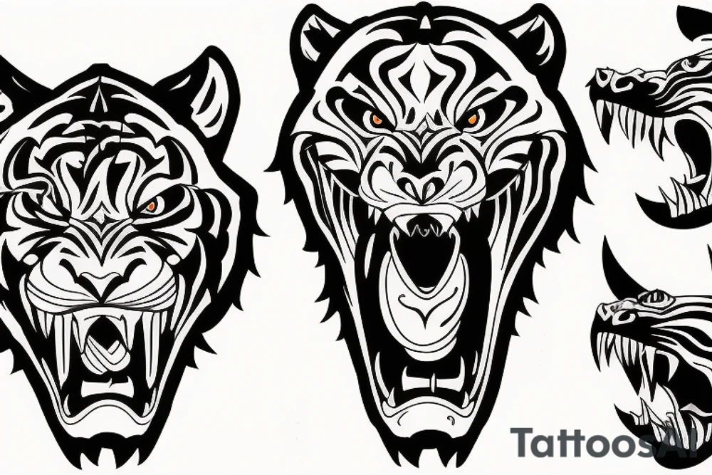 demonic tiger mask tattoo idea