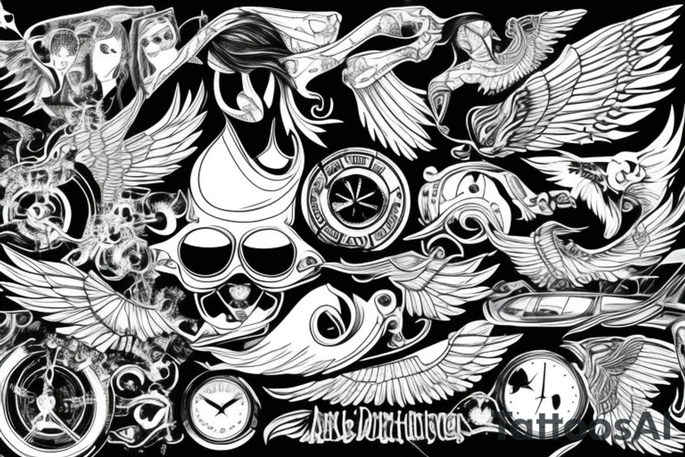 a car with wings tattoo idea