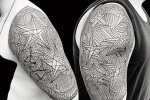 stars, constellations, lines, on the entire sleeve from the neck to the brush tattoo idea