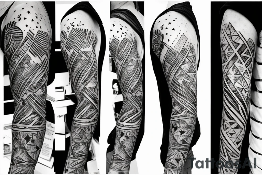 stars, constellations, lines, on the entire sleeve from the neck to the brush tattoo idea