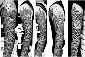 stars, constellations, lines, on the entire sleeve from the neck to the brush tattoo idea
