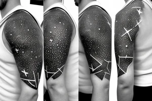 stars, constellations, lines, on the entire sleeve from the neck to the brush tattoo idea