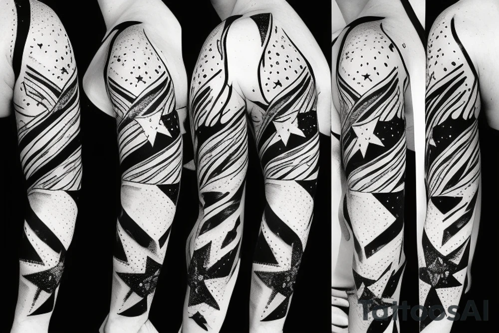 stars, constellations, lines, on the entire sleeve from the neck to the brush tattoo idea